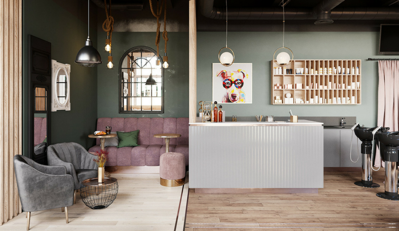 A Beauty Salon in St. Petersburg With Industrial Lighting Design
